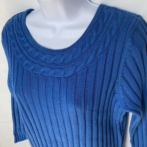 Designers Originals blue stretch 3/4 sleeve top Lg